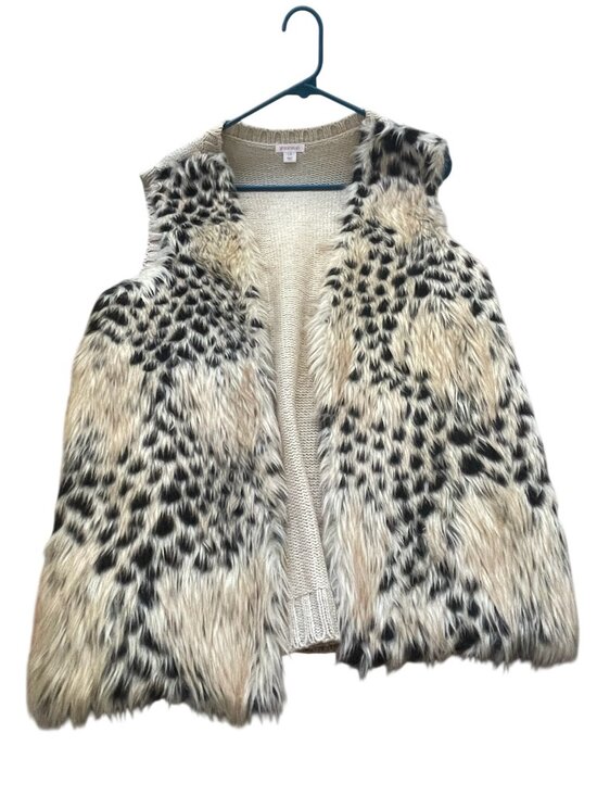 Xhilaration Jackets & Blazers - Xhilaration Faux Fur Knit Vest With Leopard Print Front Size L/G
